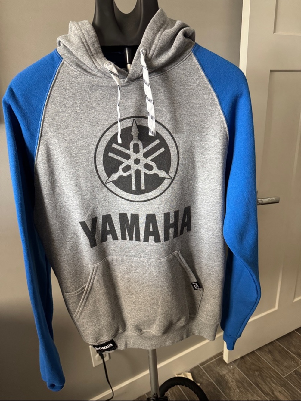 Yamaha Gray Hoodie with Blue Raglan Sleeves FX